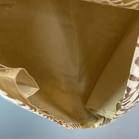 GAP Cowl Neck Tiger Animal Print Dress Cream Gold Metallic Sleeveless Pockets 12 - Picture 7 of 13